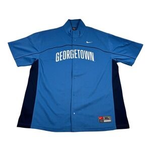 Vtg Georgetown Hoyas Jersey Mens XL Blue NCAA Basketball Nike Snap Warm Up